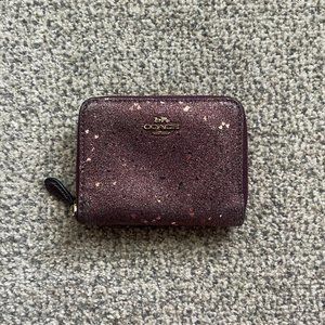 Purple Coach heart glitter wallet